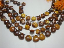 Brown Opel Faceted Heart Shape Beads